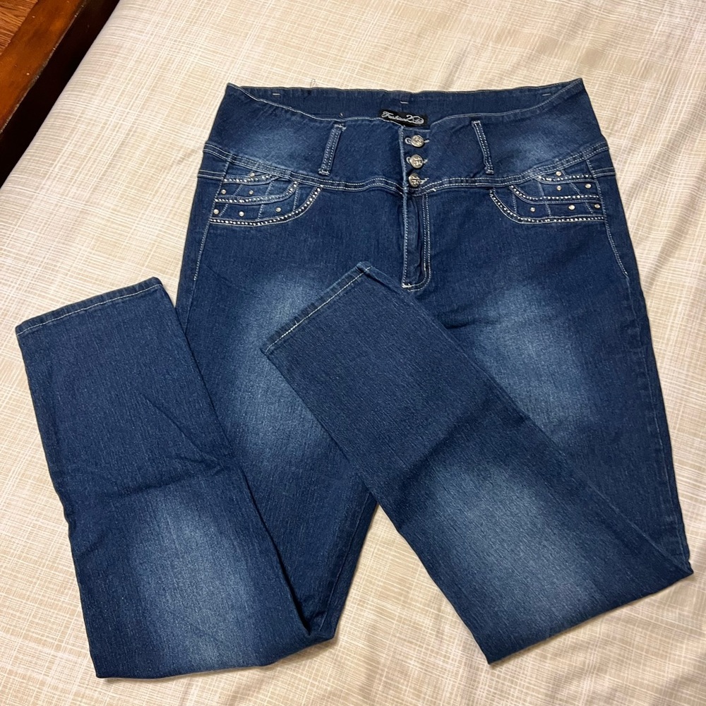 Fashion2love womens jeans, size 18, stretchy, skinny leg, high waisted